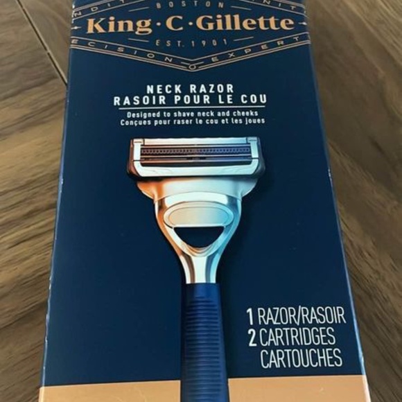 BRAND NEW sealed men king c gillette neck & cheek razor shaver & 2 cartridges - Picture 2 of 3